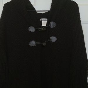 Acessory Soft Knit Black Fringe Poncho